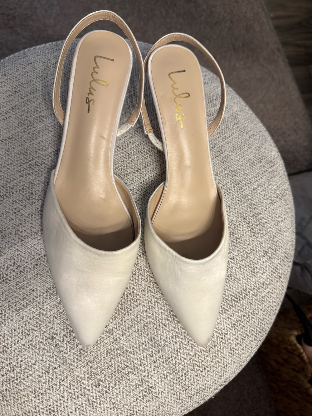 Lulu's Cream Pointed-Toe Slingback Pumps